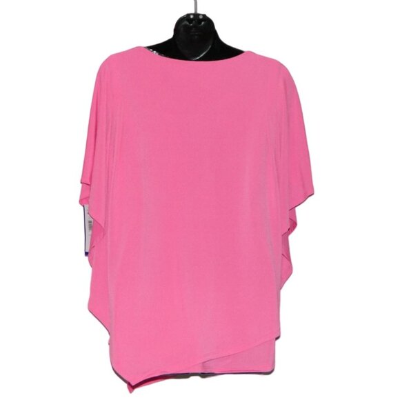 Peter Nygard Holiday Party Asymmetrical Hem Scoop Neck Cape Tunic Blouse Size L - Picture 10 of 11